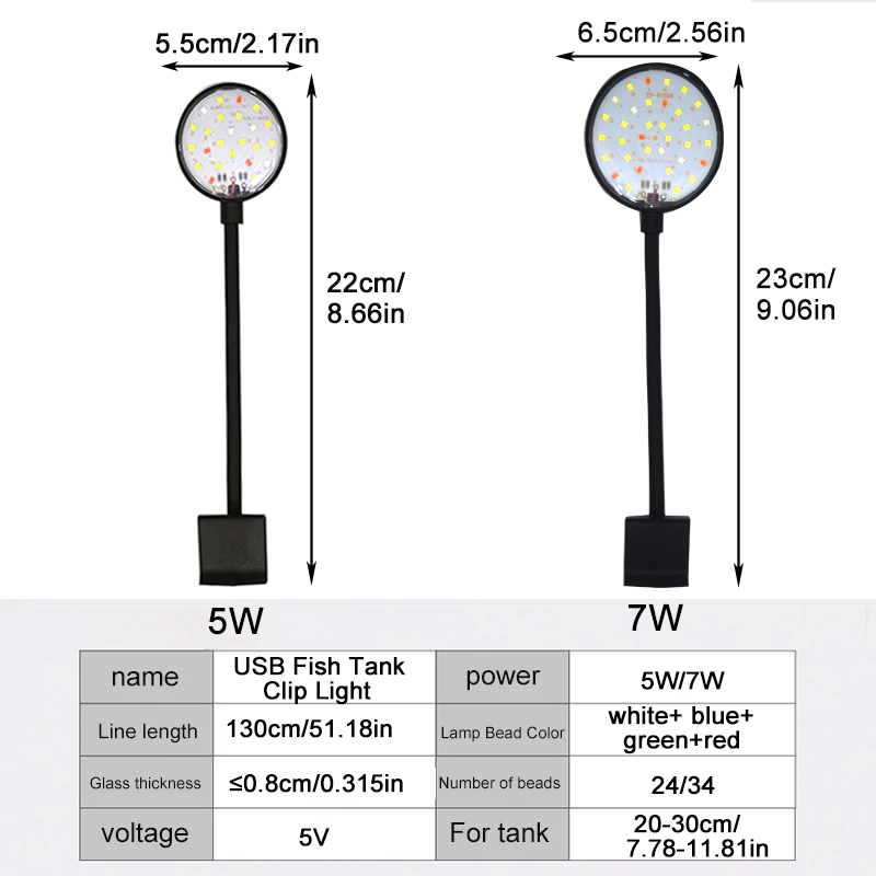 Lámpara LED USB para acuario,  - Aquarium Plant Light reseña y precio